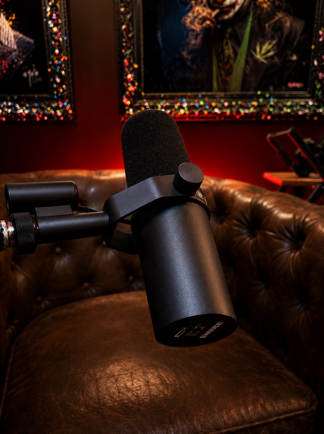 Microphone Shure du studio Parlons Cash